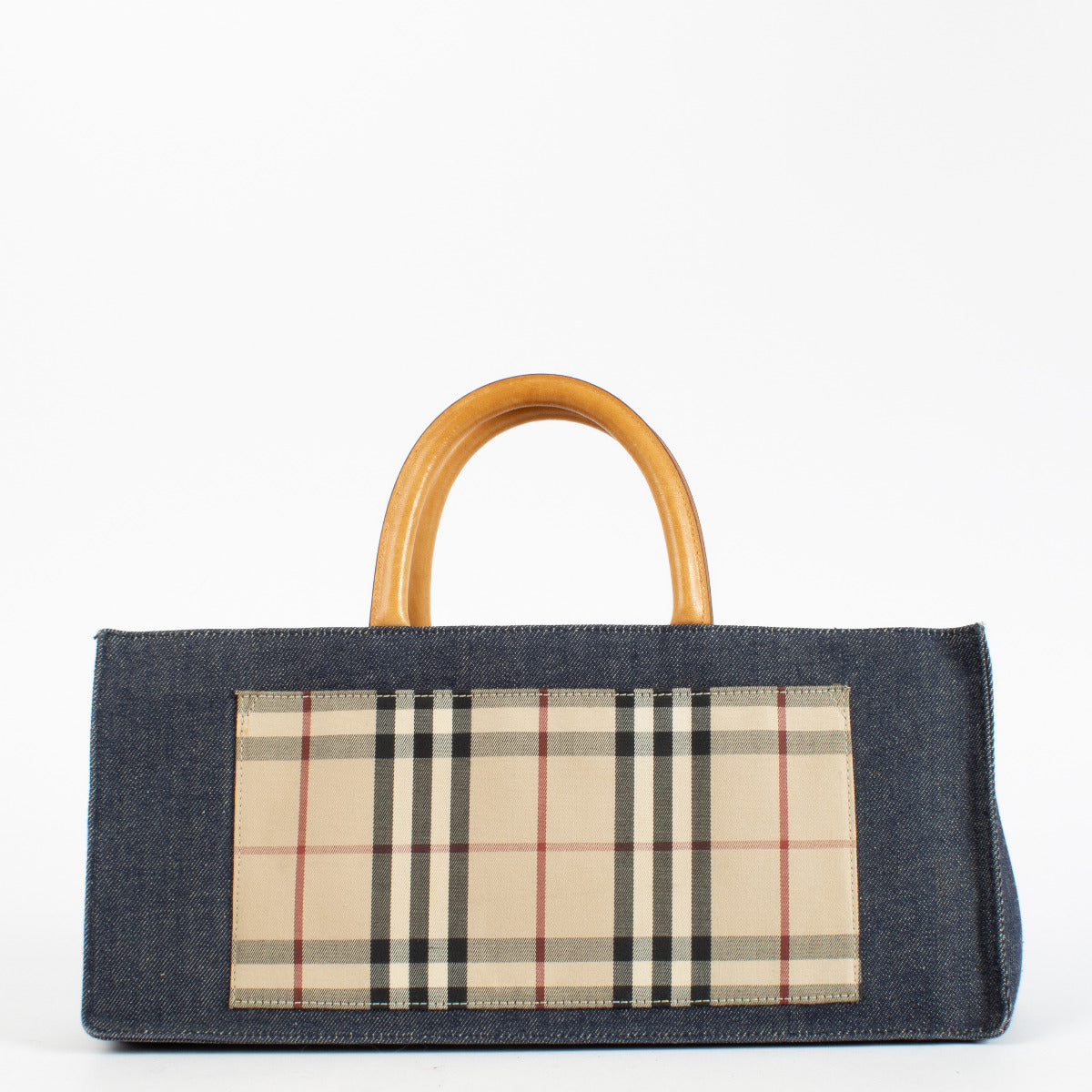 Burberry Denim Check Top Handle Bag for the best price at Labellov secondhand luxury in Antwerp en Knokke