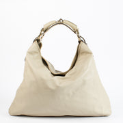 Authentic preloved Gucci Beige Horsebit Hobo Bag on LAbellov.com