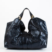 Authentic Second Hand Gucci Blue Python Stirrup Bag Top handle on Labellov.com