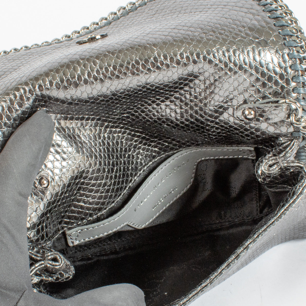 Sac bandoulière portefeuille Falabella Stella McCartney gaufré métallisé