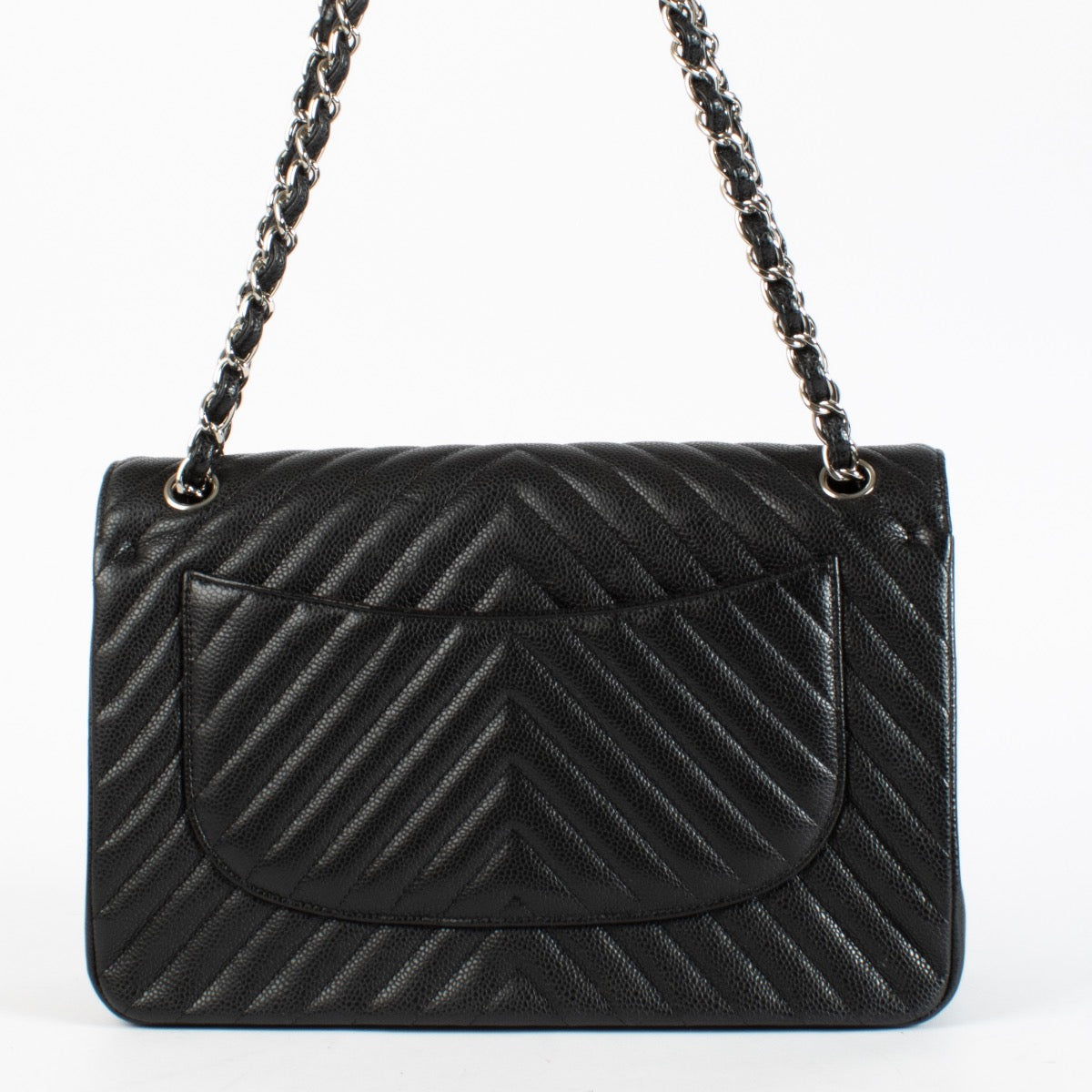 authentic preloved Chanel Chevron Black Jumbo Classic Flap Bag on Labellov.com