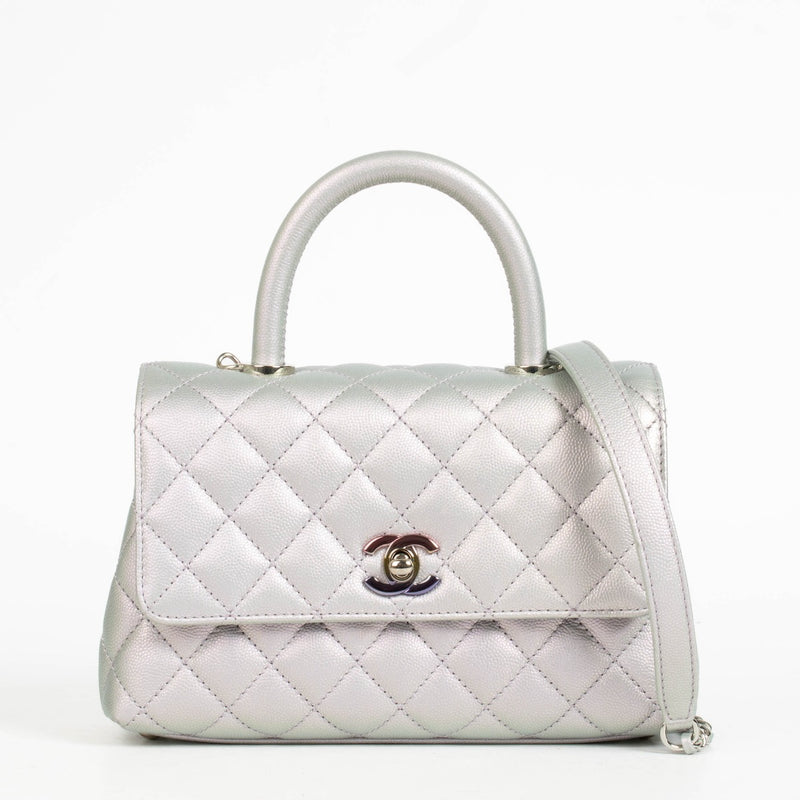 Authentic pre-loved Chanel Small Coco Handle Bag Iridescent Caviar on Labellov.com