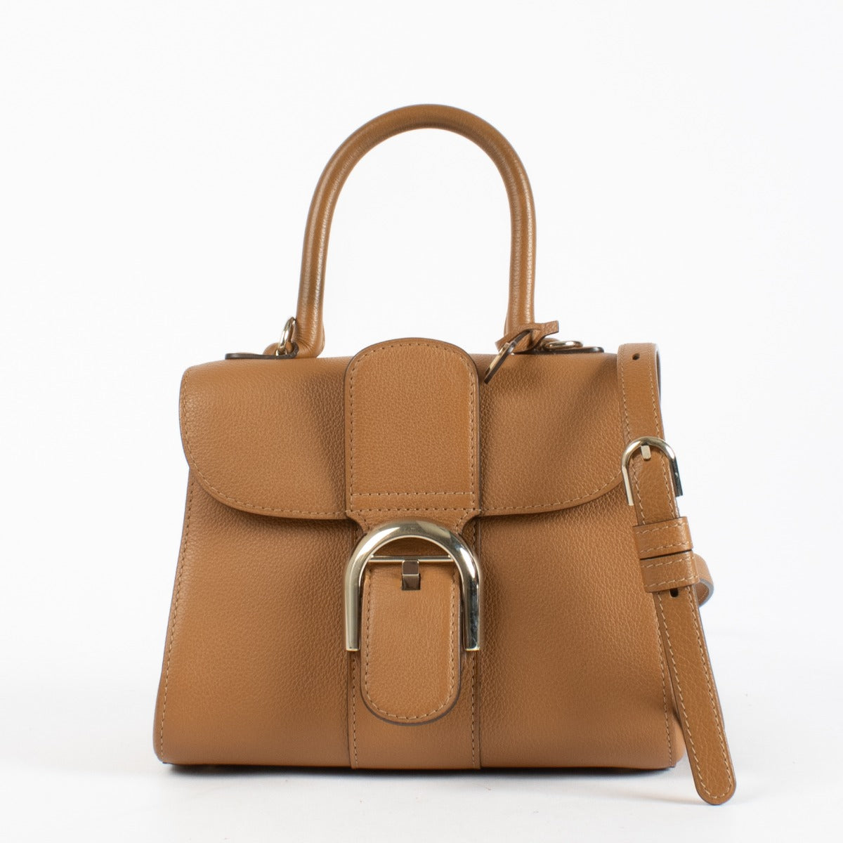 Delvaux Tan Rodeo Calf Brillant Mini with silver-tone hardware and beige leather interior, in very good pre-loved condition, available at Labellov.com