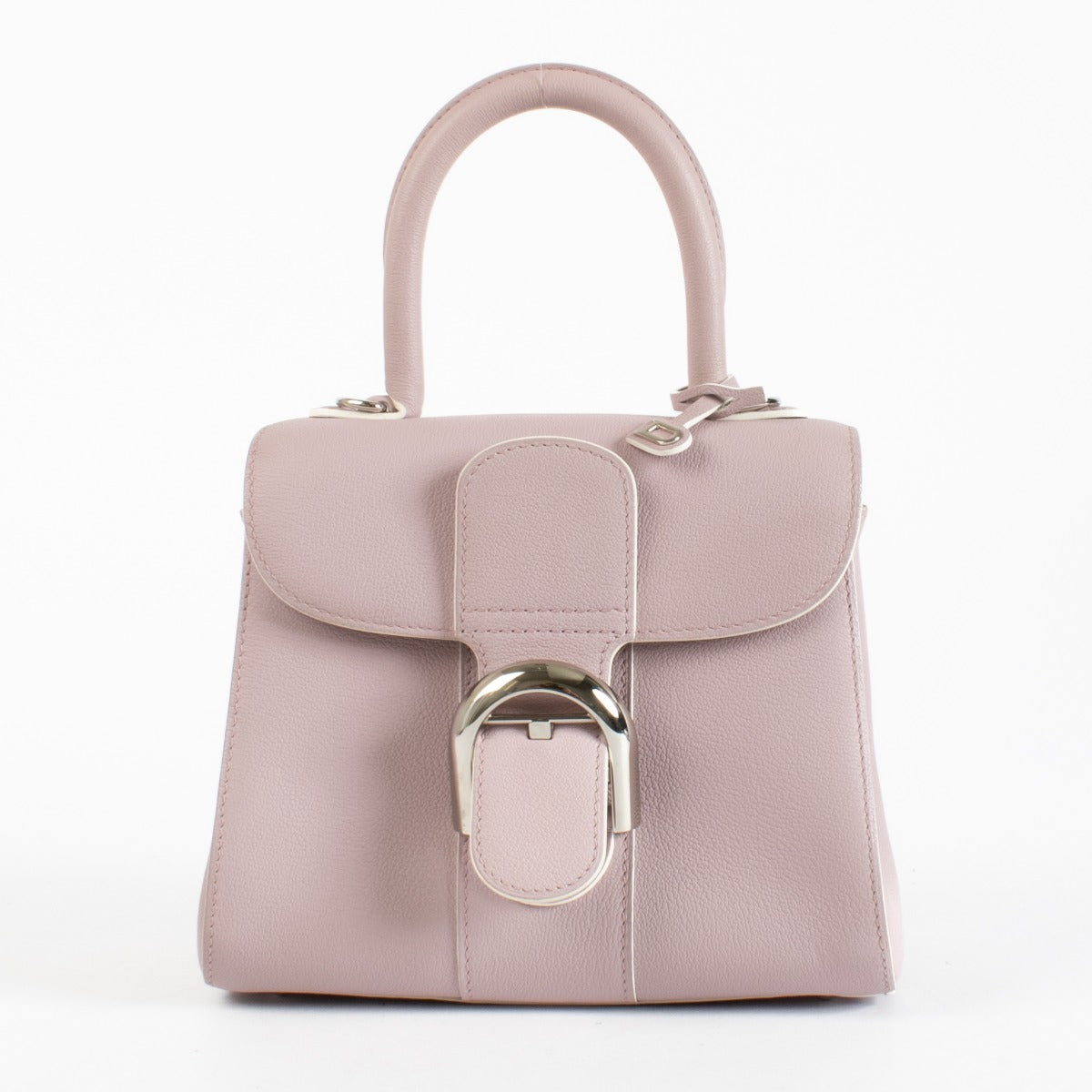 Delvaux Lilas Rodeo Calf Brillant Mini with silver-tone hardware and light interior discolouration on the front panel and folds, available at Labellov.com