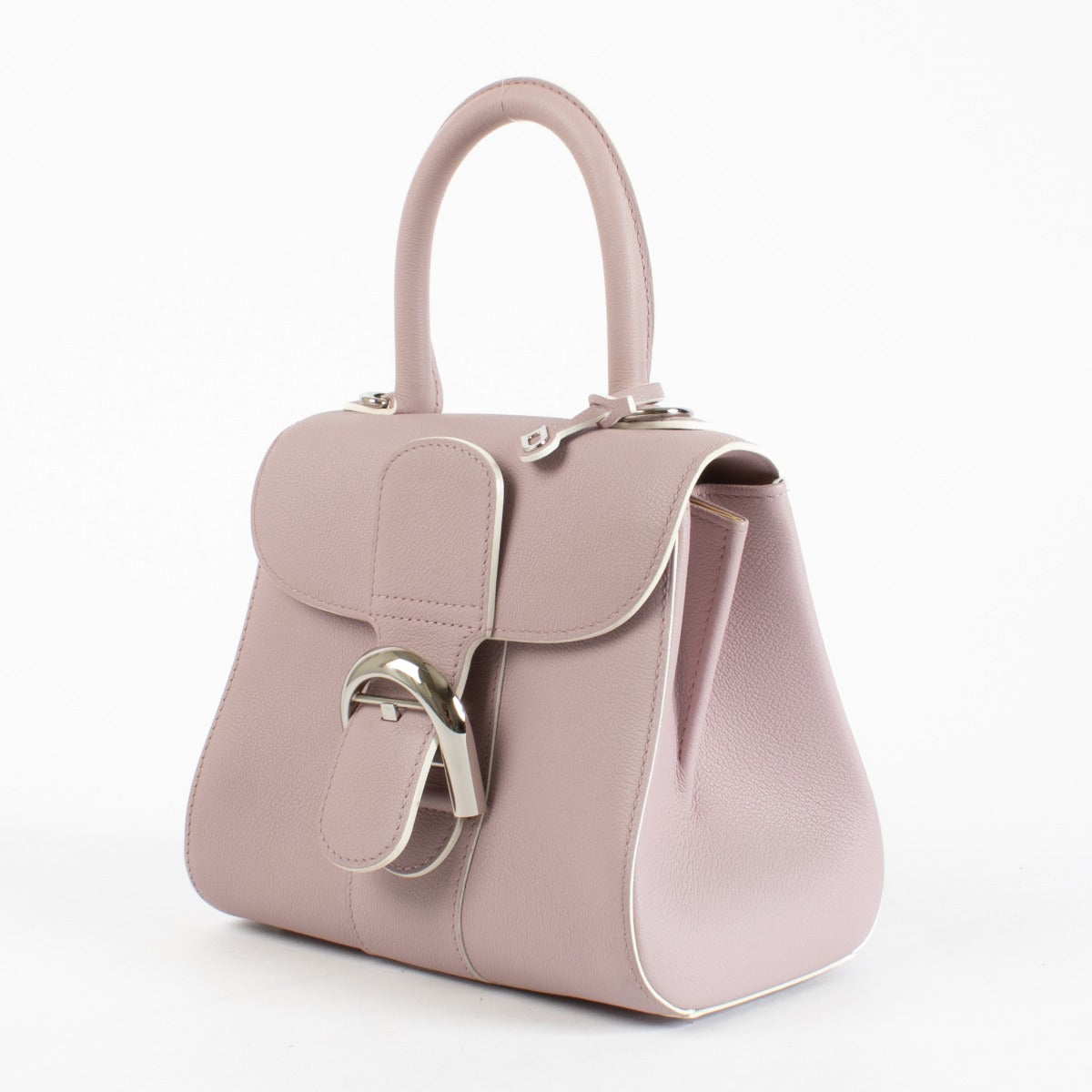 Delvaux Lilas Rodeo Calf Brillant Mini with silver-tone hardware and light interior discolouration on the front panel and folds, available at Labellov.com