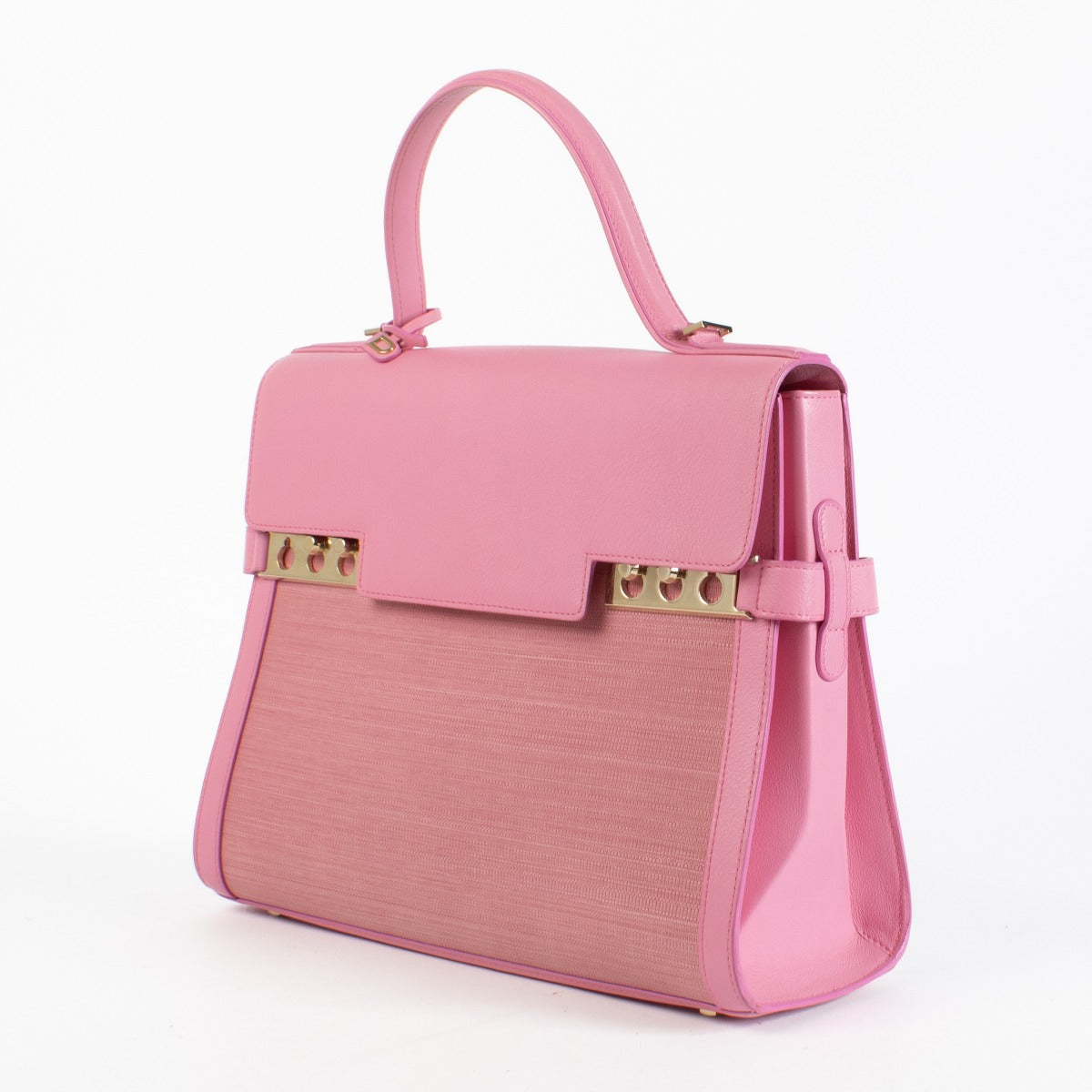 Delvaux Fuchsia Rodéo Calf Brillant MM with gold-tone hardware and beige leather interior showing a dark mark, in very good pre-loved condition, available at Labellov.com