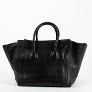 Authentic Preloved Celine Black Crocdile Embossed Medium Luggage Phantom Top Handle on Labellov.com