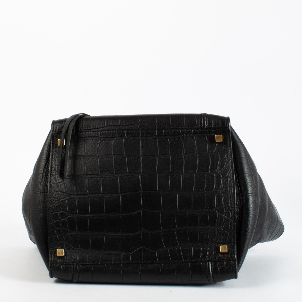 Authentic Preloved Celine Black Crocdile Embossed Medium Luggage Phantom Top Handle on Labellov.com
