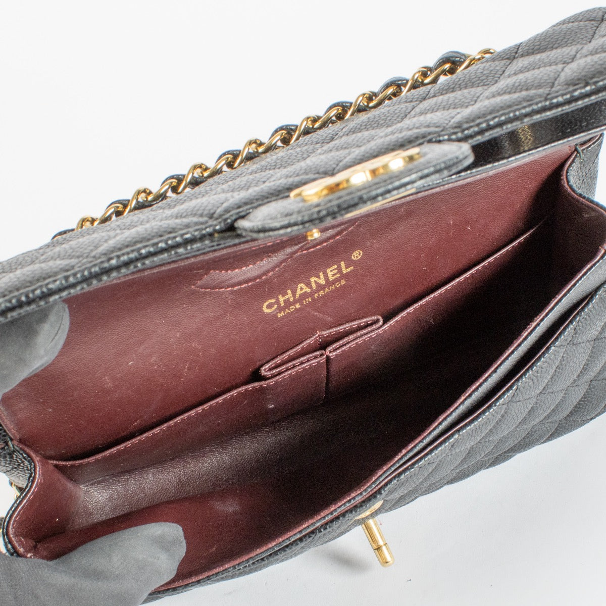 Authentic Preloved Chanel Black Caviar Medium Classic 11.12 Classic flap bag on labellov.com