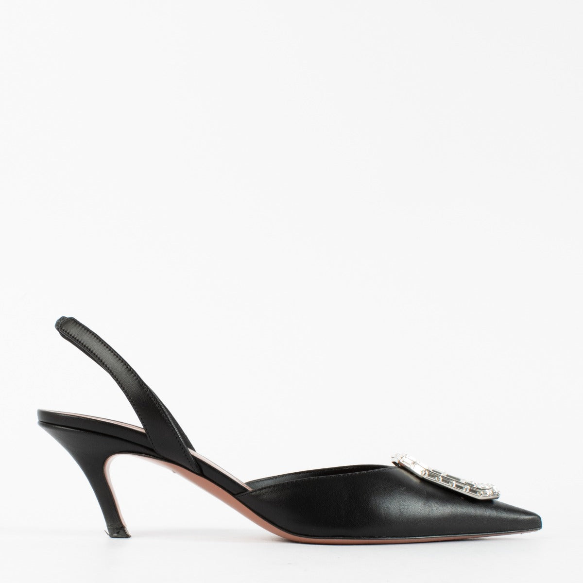 Amina Muaddi Camelia Zwartleren Slingback Pumps - Maat 38.5