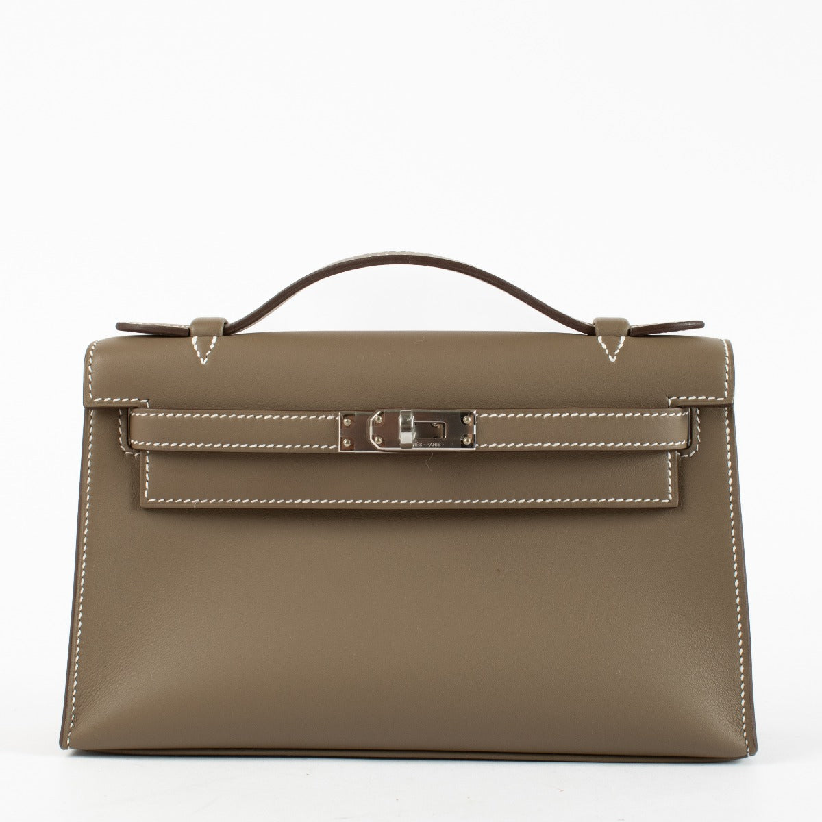 Hermès Kelly Mini Pochette Étoupe Swift PHW