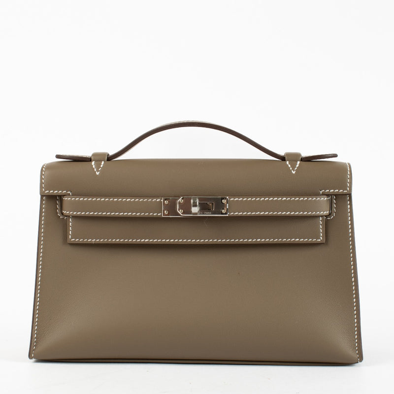 Hermès Kelly Mini Pochette Etoupe Swift PHW