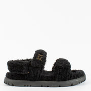 Authentic Second Hand Christian Dior Black Fur Dioract Sandals on Labellov.com