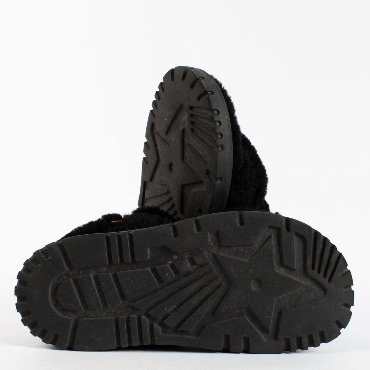 Authentic Second Hand Christian Dior Black Fur Dioract Sandals on Labellov.com