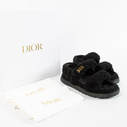 Authentic Second Hand Christian Dior Black Fur Dioract Sandals on Labellov.com