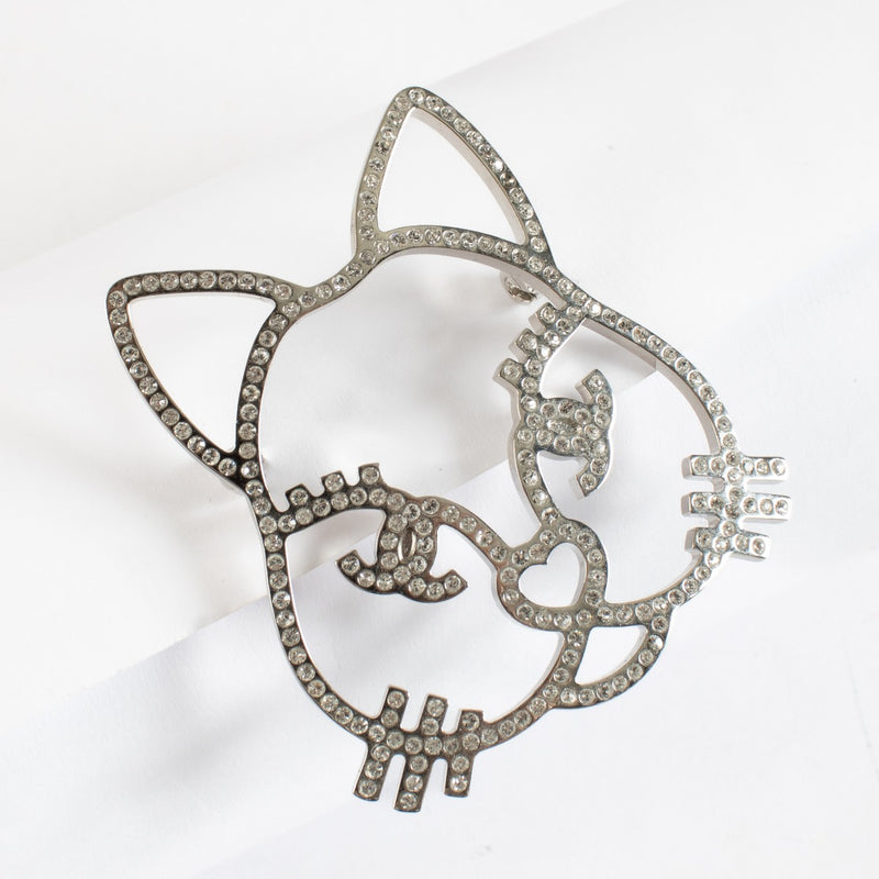 Chanel 16K Crystal Cat Brooch