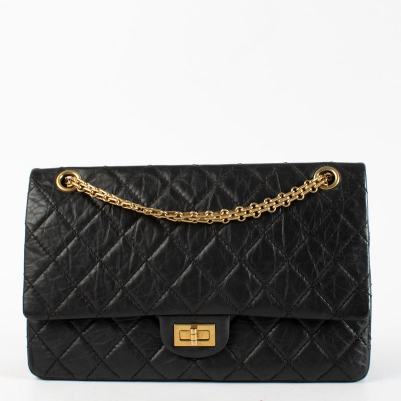 Chanel Black Aged Calfskin Medium 2.55 Handbag