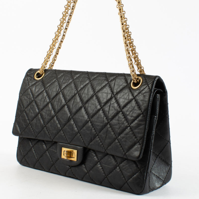 Chanel Black Aged Calfskin Large 2.55 Handbag