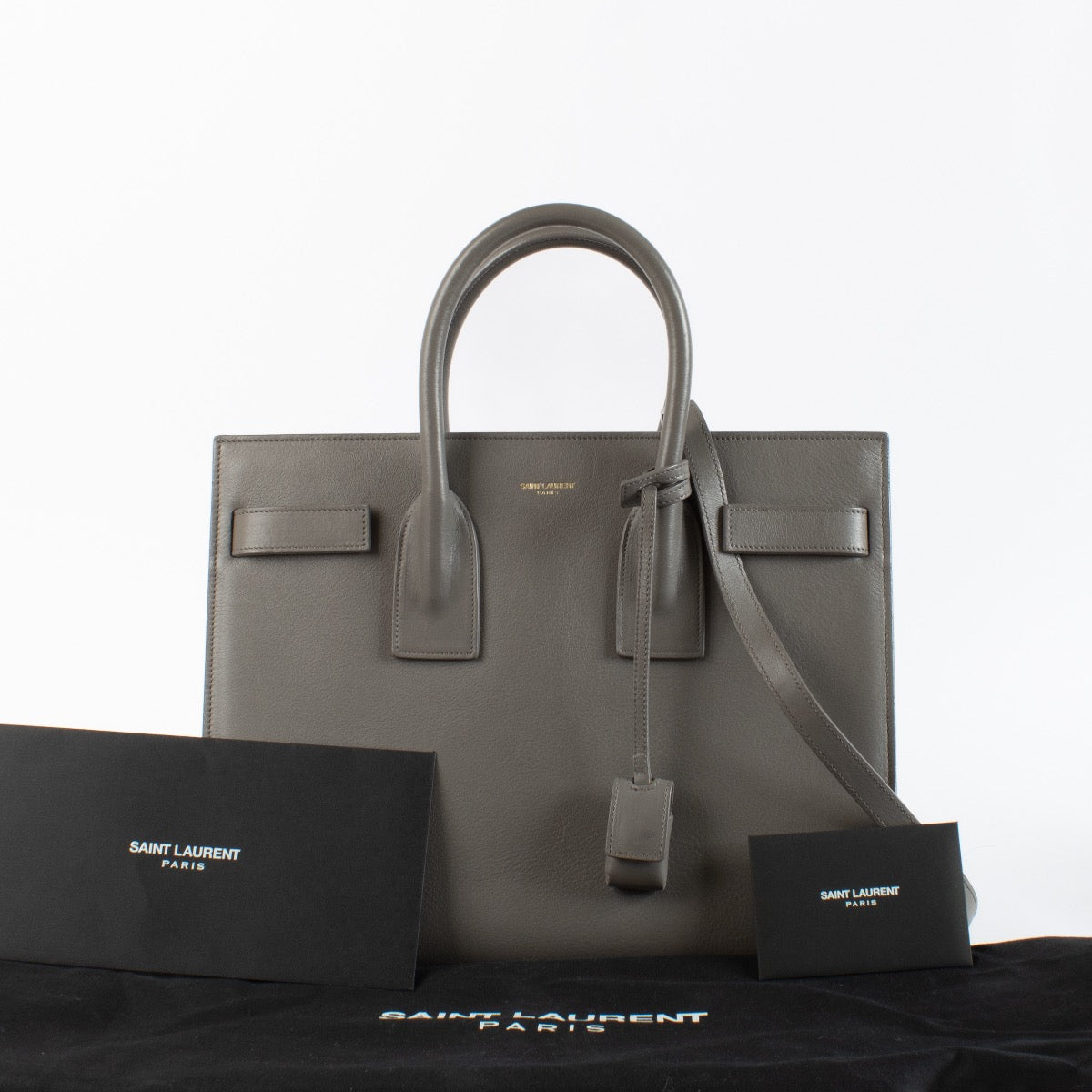 Authentic Preloved Saint Laurent Taupe Small Sac Du Jour Top Handle on Labellov.com