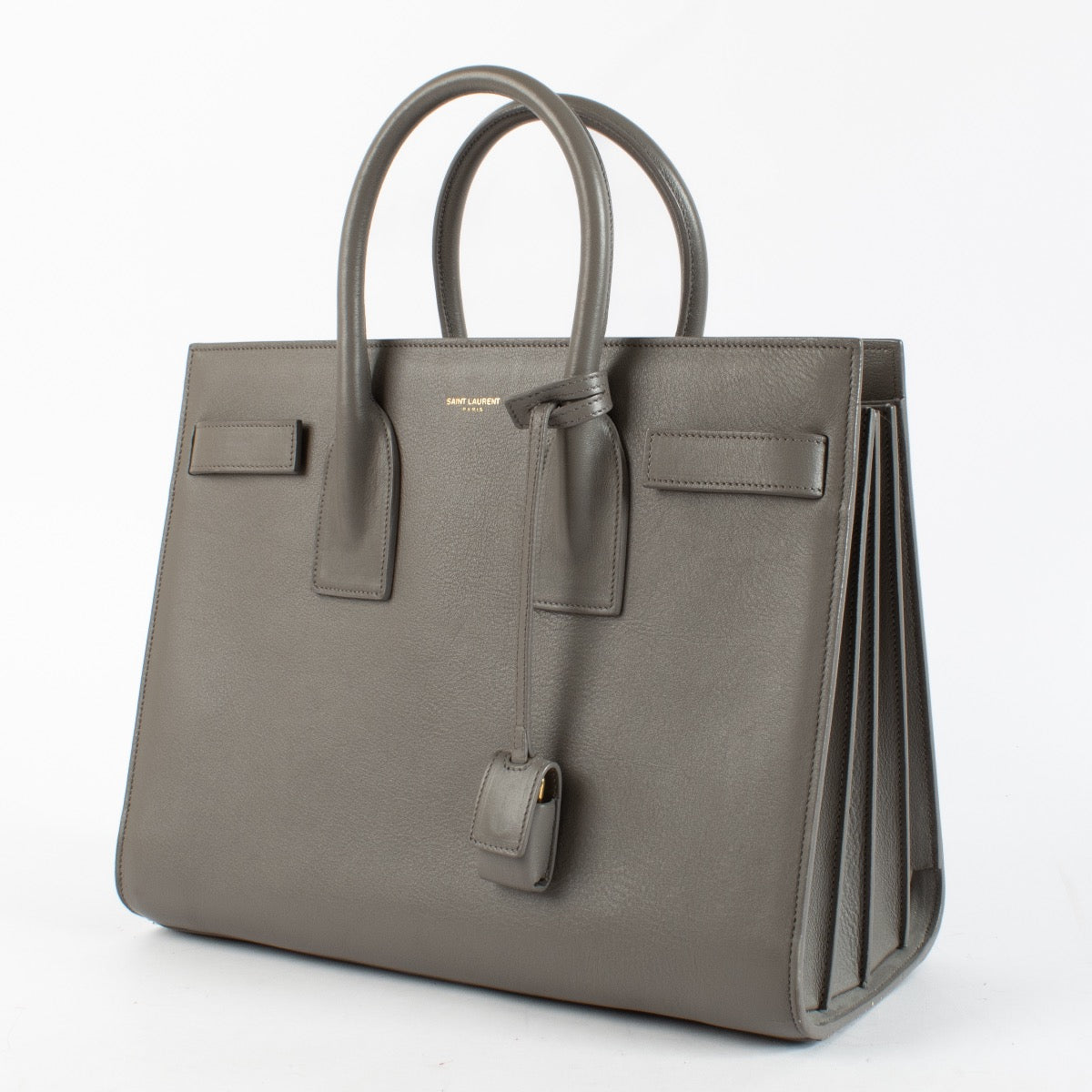 Authentic Preloved Saint Laurent Taupe Small Sac Du Jour Top Handle on Labellov.com