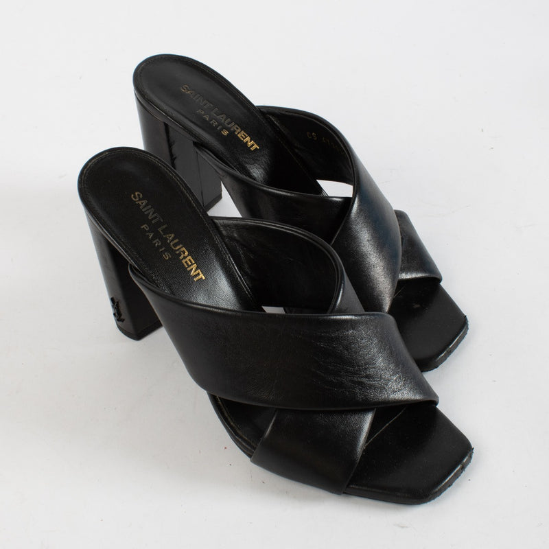 Saint Laurent Loulou black leather mules size 37.5 at Labellov.com