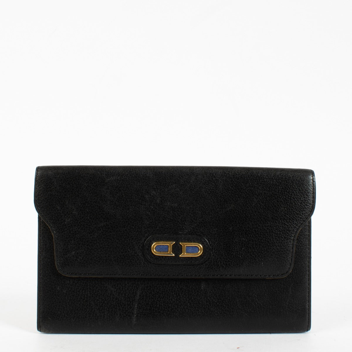 Delvaux black leather wallet with gold-tone logo at Labellov.com