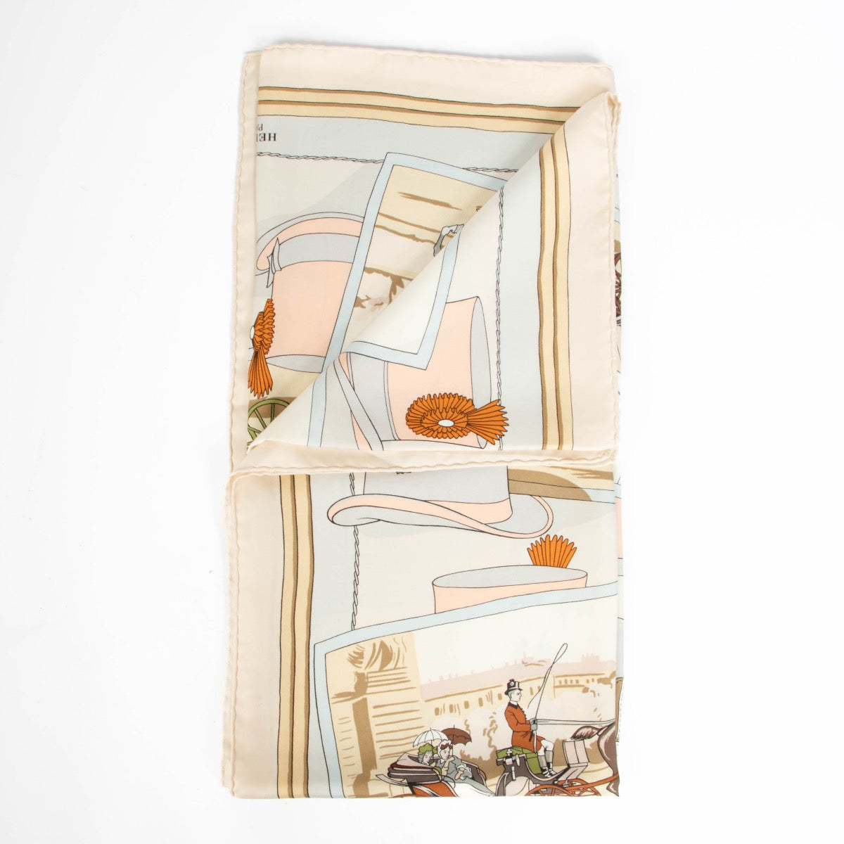 Authentic pre-loved Hermès Beige Carriage 90 Scarfc on Labellov.com