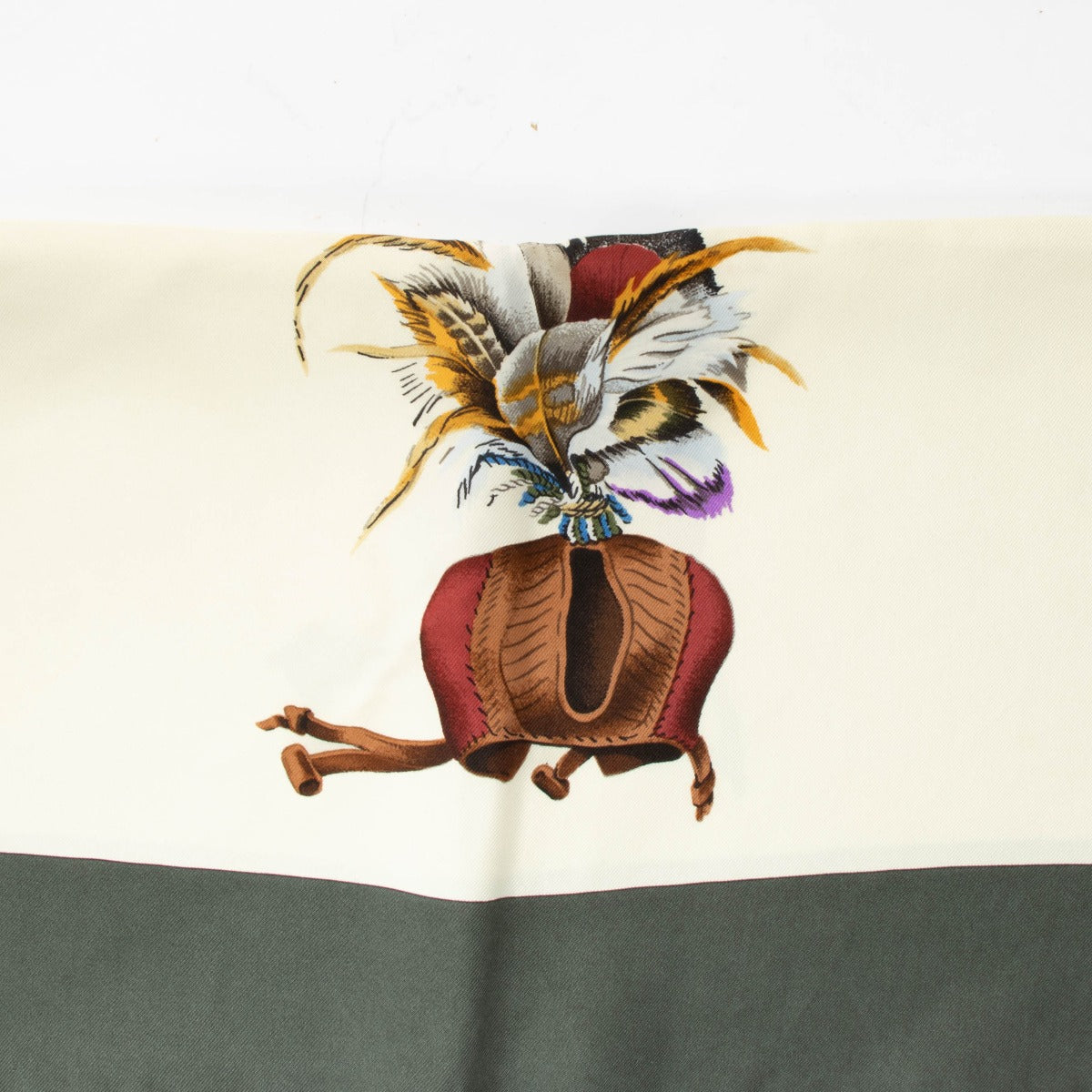 Authentic pre-loved Hermès Green Chasse a Vol 90 Scarf on Labellov.com