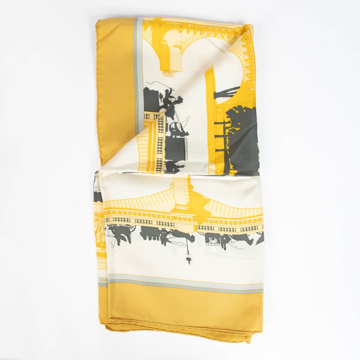 Authentic pre-loved Hermès Yellow Les Ponts 90 Scarf on Labellov.com