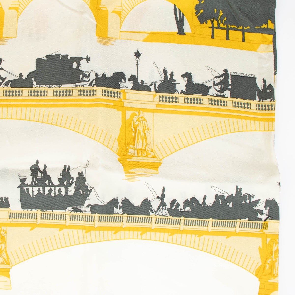 Authentic pre-loved Hermès Yellow Les Ponts 90 Scarf on Labellov.com