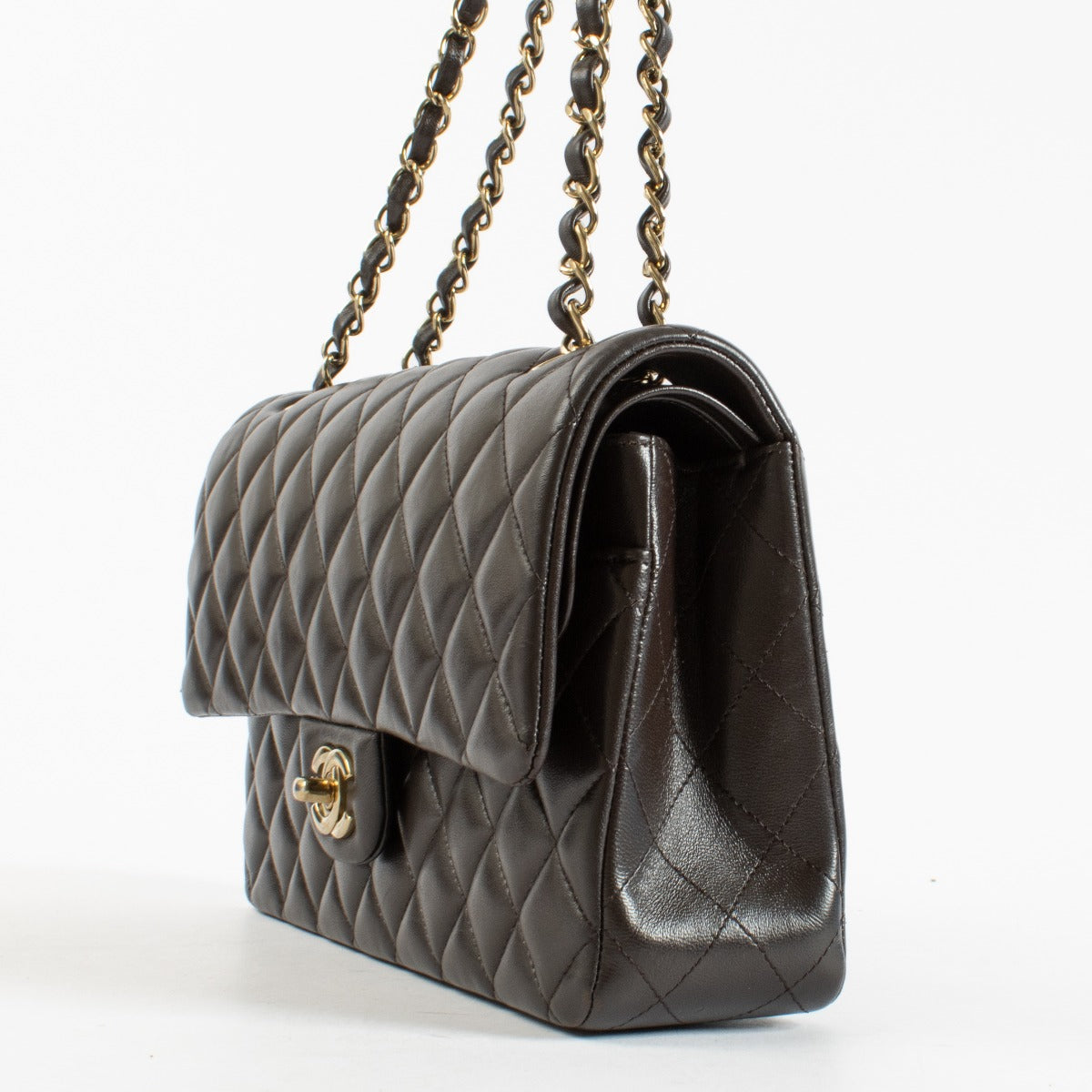 Authentic preloved Chanel Brown Lambskin Medium Classic 11.12 Handbag on Labellov.com