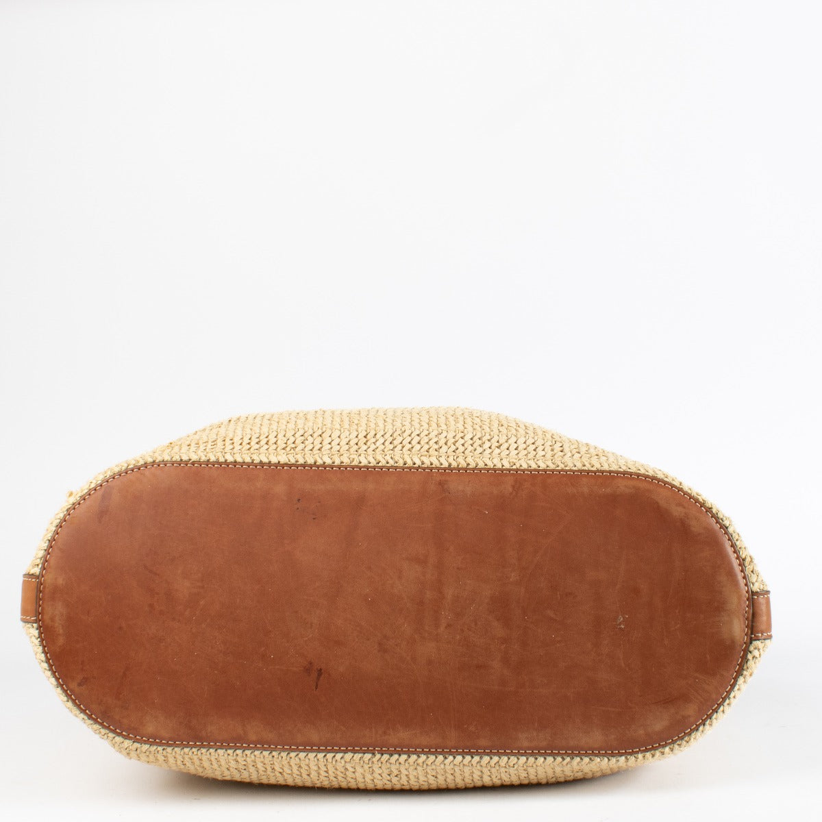 Delvaux Beige Raffia Shopper with leather trim at Labellov.com