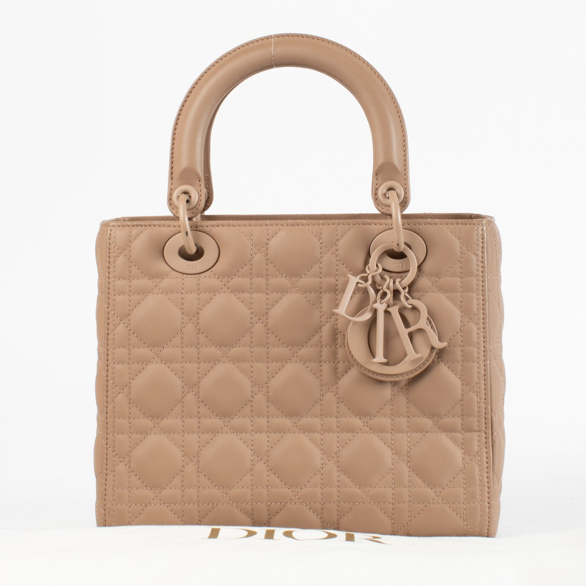 Christian Dior pink matte calfskin Lady Dior Medium with tonal hardware at Labellov.com