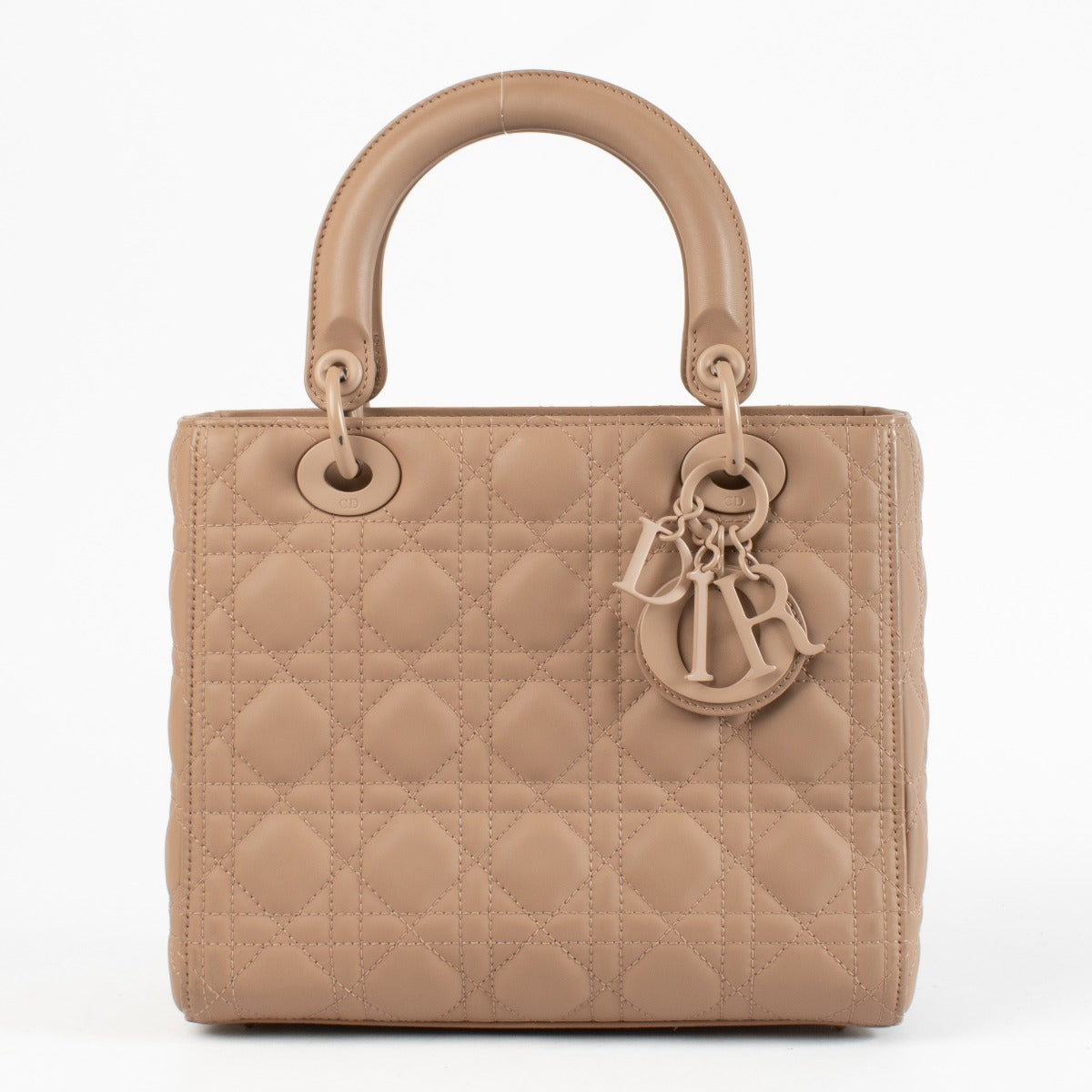 Christian Dior pink matte calfskin Lady Dior Medium with tonal hardware at Labellov.com