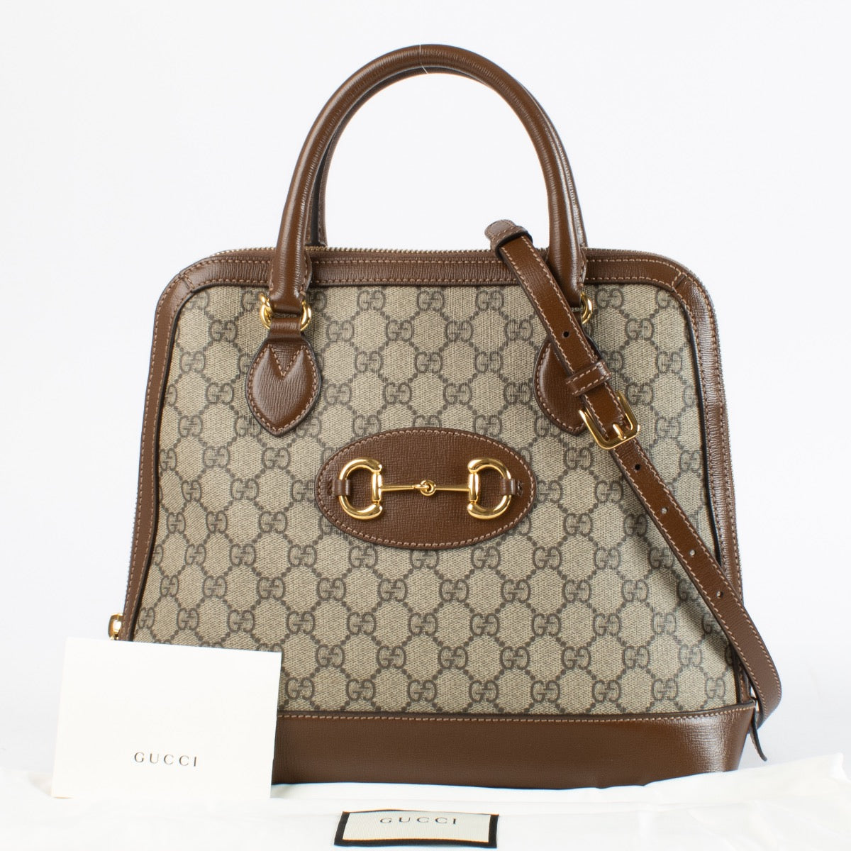 Authentic Preloved Gucci Monogram Horsebit Top handle on Labellov.com
