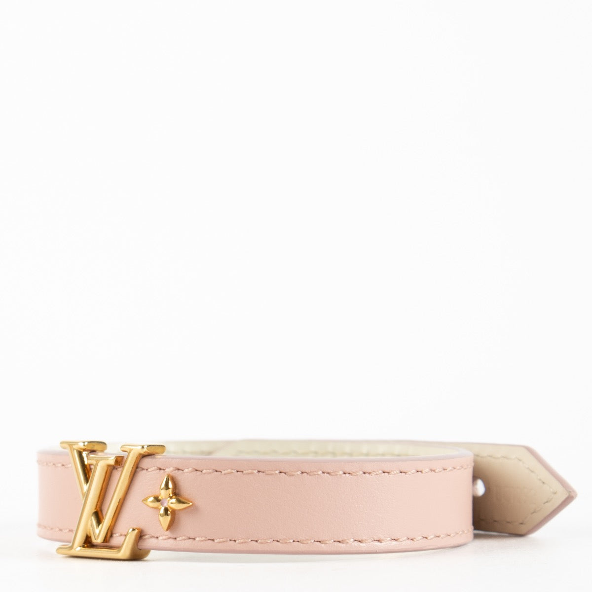 Shop safe online at Labellov in Antwerp, Brussels and Knokke this 100% authentic second hand Louis Vuitton Pink Leather LV Iconic Bracelet