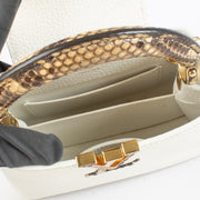 Authentic Preloved Louis Vuitton White Python Capucine Top Handle on Labellov.com