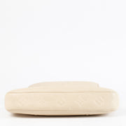 Louis Vuitton White Monogram Duo Pochette in cream leather with chain strap at Labellov.com