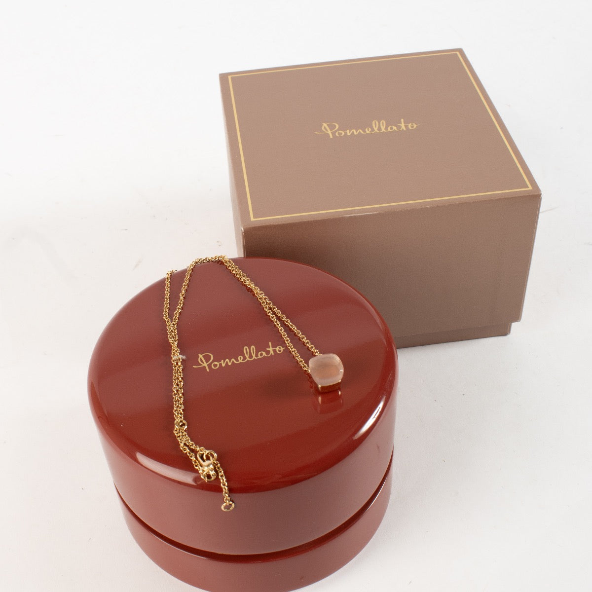 Pomellato Rozenkwarts/Geelgouden Nudo Petit Ketting met Hanger