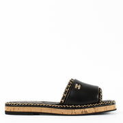 Authentic Preloved Chanel 23C Black Chain Mule Sandals - Size 39 on Labellov.com