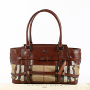 Authentic Preloved Burberry Brown Leather/House Check Bridle Bag on Labellov.com