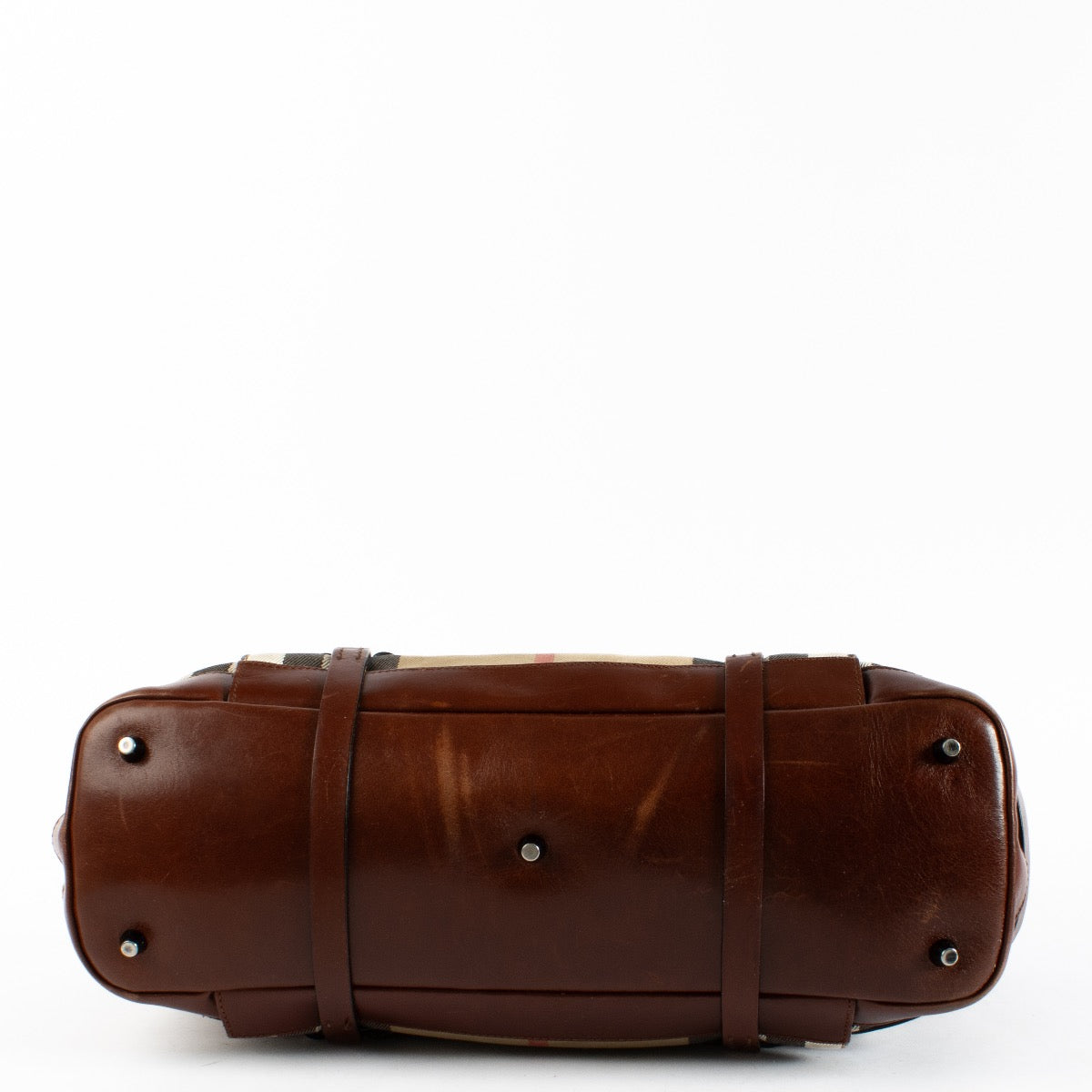 Authentic Preloved Burberry Brown Leather/House Check Bridle Bag on Labellov.com
