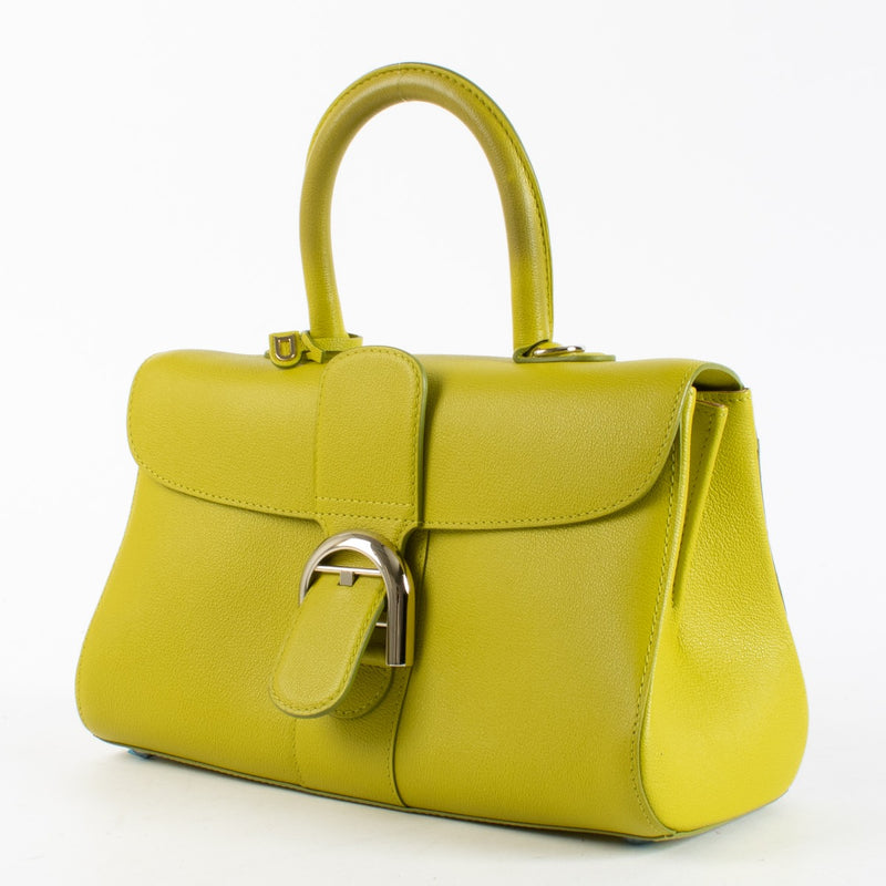 Pre-loved Delvaux Brillant East/West Mini in Absinthe Rodeo Calf. A vibrant chartreuse mini bag in excellent condition with signature Brillant buckle.
