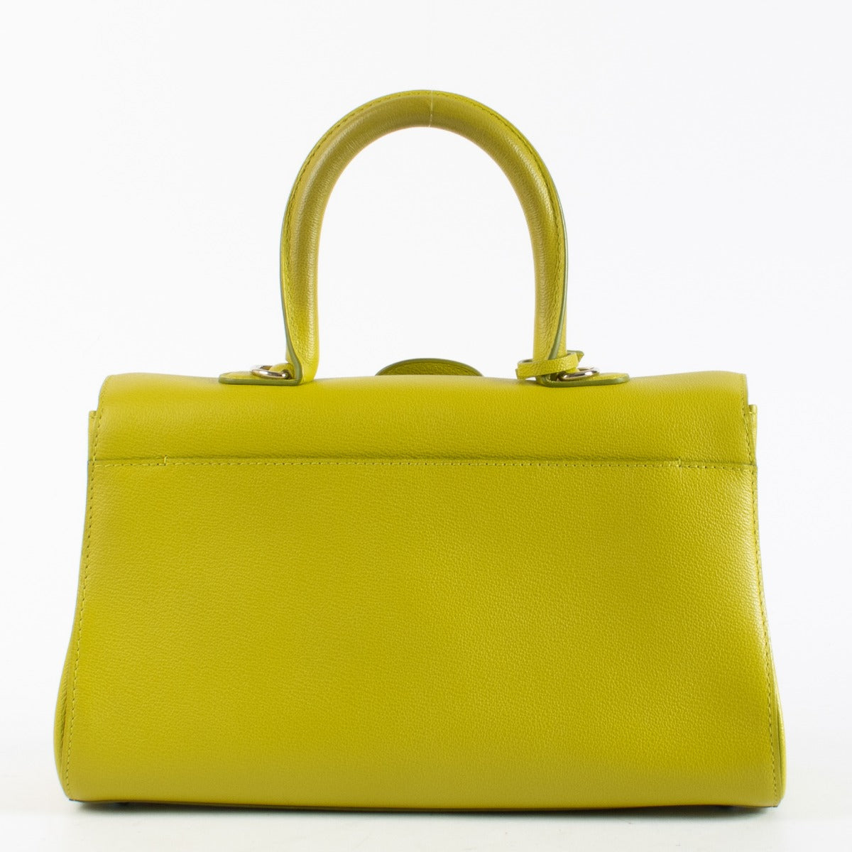 Pre-loved Delvaux Brillant East/West Mini in Absinthe Rodeo Calf. A vibrant chartreuse mini bag in excellent condition with signature Brillant buckle.