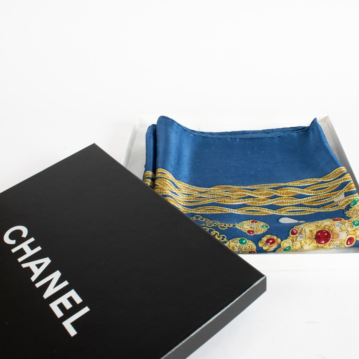 Authentic Second Hand Chanel Blue Silk Scarf on Labellov.com