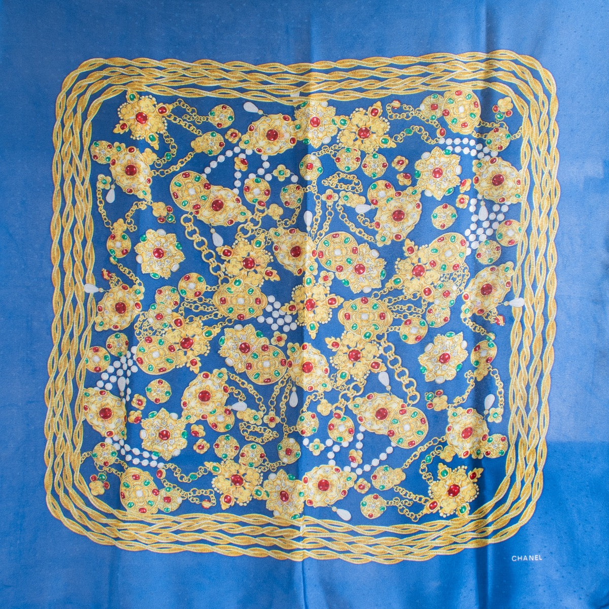 Authentic Second Hand Chanel Blue Silk Scarf on Labellov.com