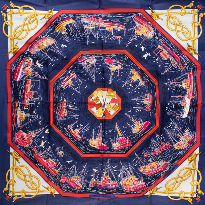 Authentic Second Hand Hermès Retour de Peche Silk scarf on Labellov.com