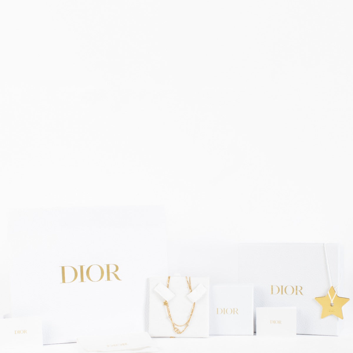 Christian Dior Small CD Double Chain Necklace in gold at Labellov.com.