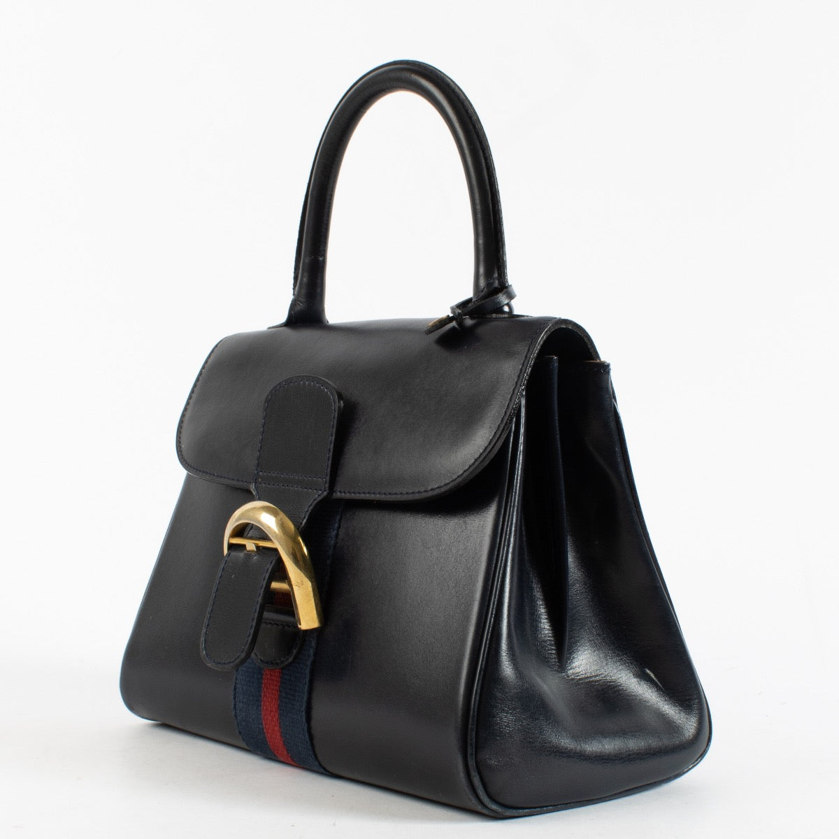 Delvaux Vintage Blauw Gestreepte Brillant PM