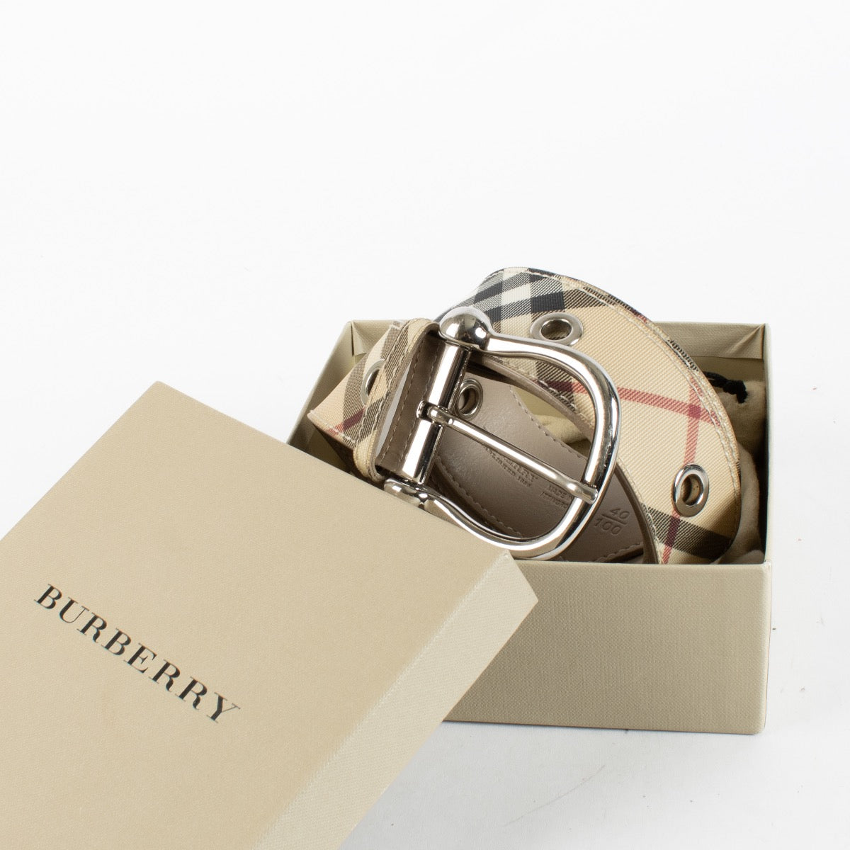 Authentic pre-loved Burberry Monogram Belt - Size 100 on Labellov.com